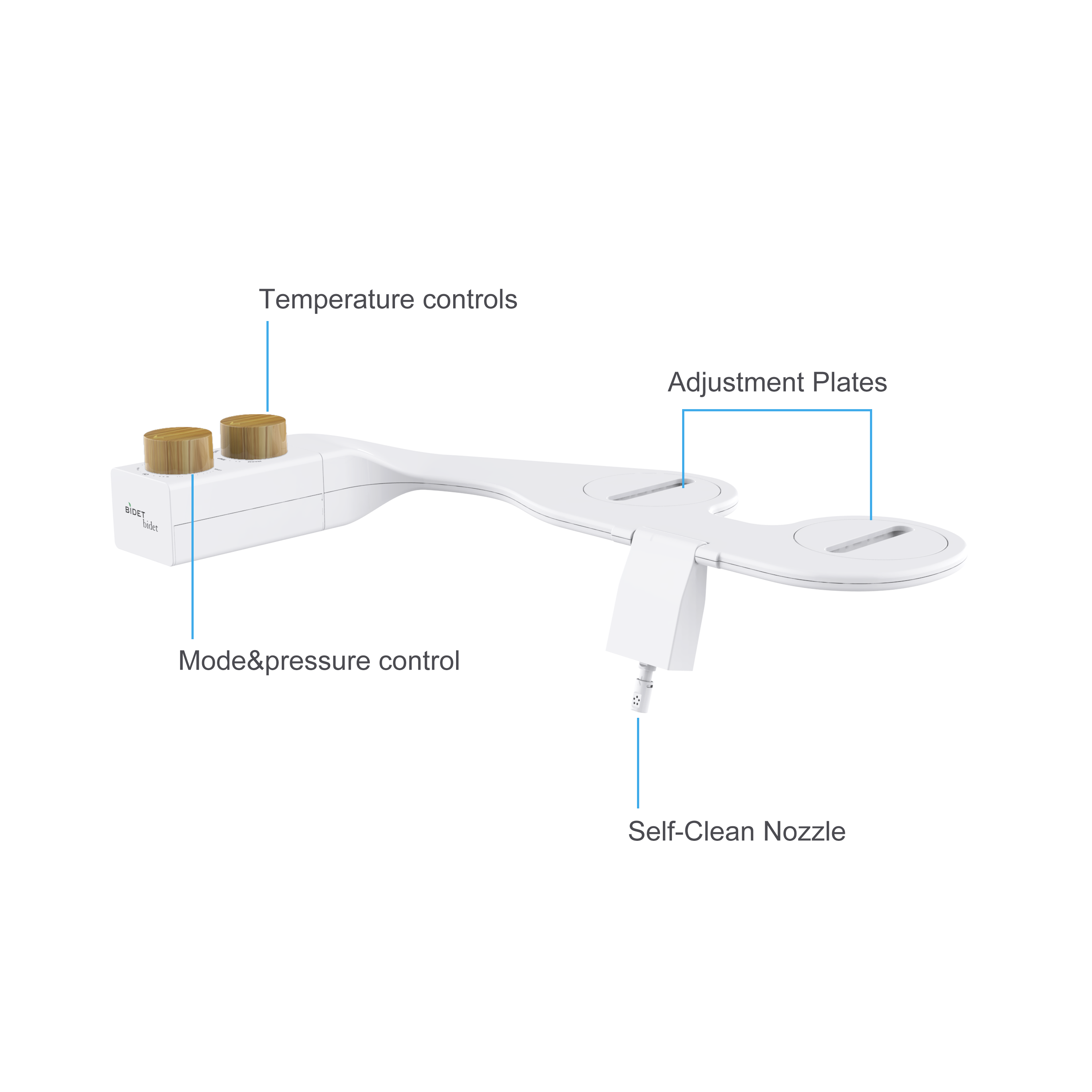 BIDETbidet Left/Right Reversible WARM WATER Non-Electric Ultra-Slim Toilet Attachment