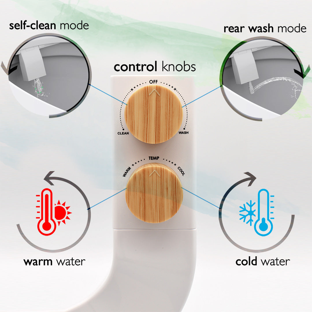 BIDETbidet Left/Right Reversible WARM WATER Non-Electric Ultra-Slim Toilet Attachment