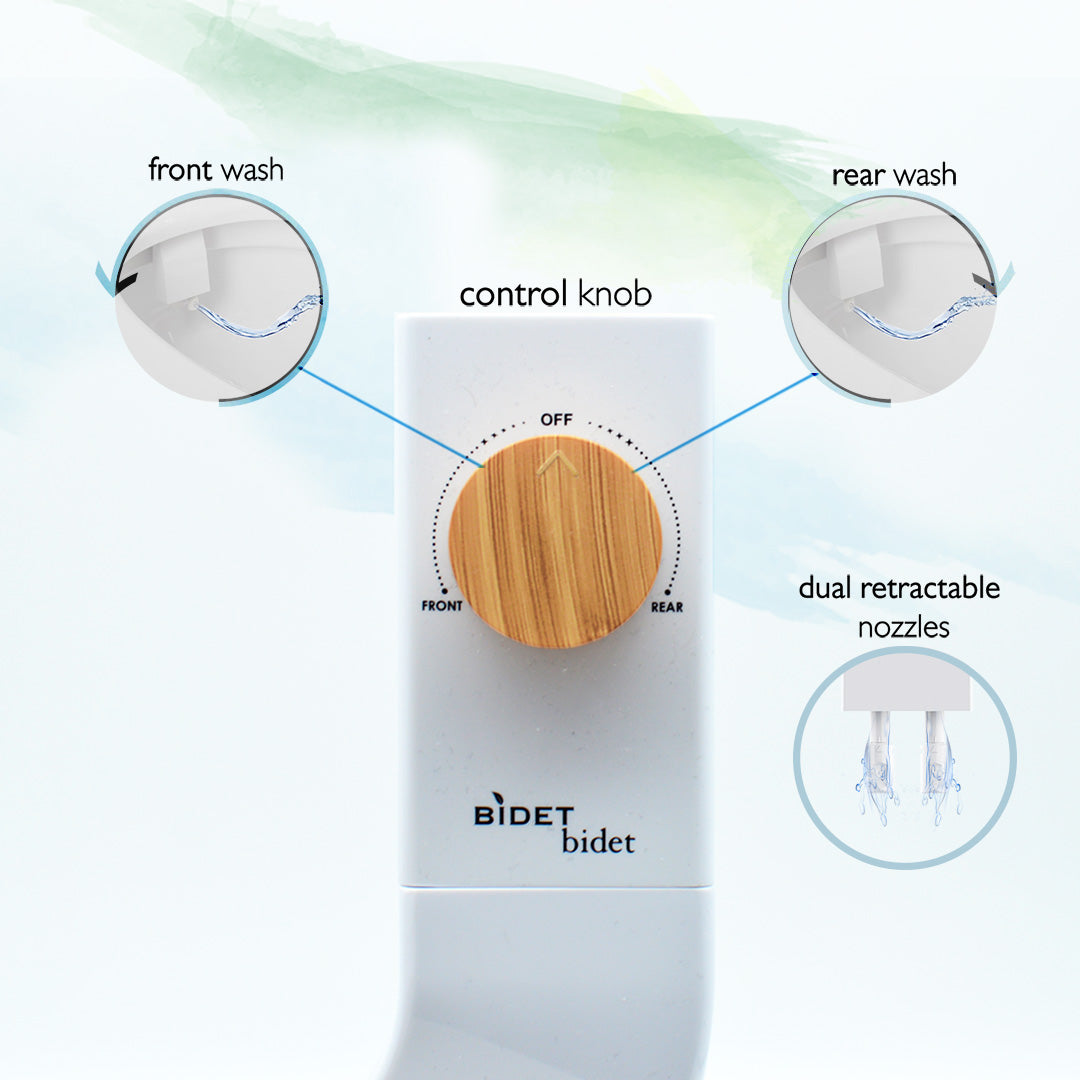 BIDETbidet Left/Right Reversible FRESH WATER Non-Electric Ultra-Slim Toilet Attachment