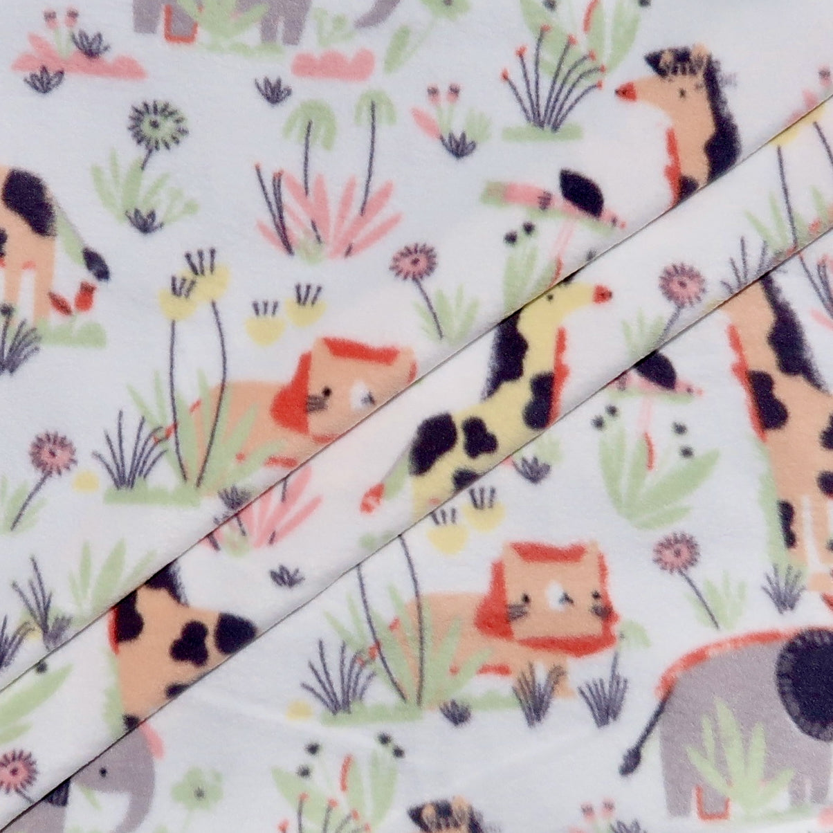 Handcrafted Baby/Toddler Size Finished Tie Blanket (46" L x 30" W), Premium Anti-Pill Plush Fleece No-Sew - Sweet Jungle Cuddles Print with Solid Gray Backing