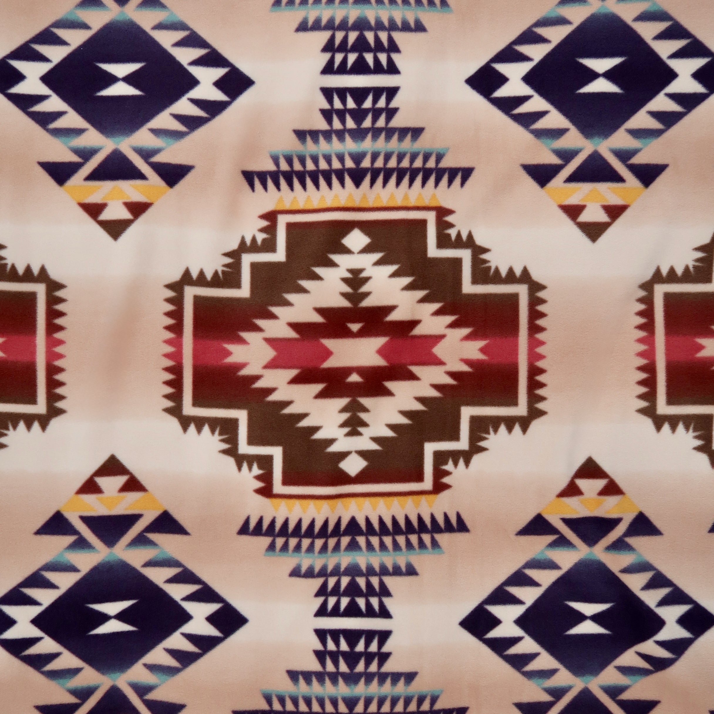 Handcrafted Adult Size Finished Tie Blanket (70" L x 46" W), Premium Anti-Pill Plush Fleece No-Sew - Desert Spirit Print with Solid Camel Backing