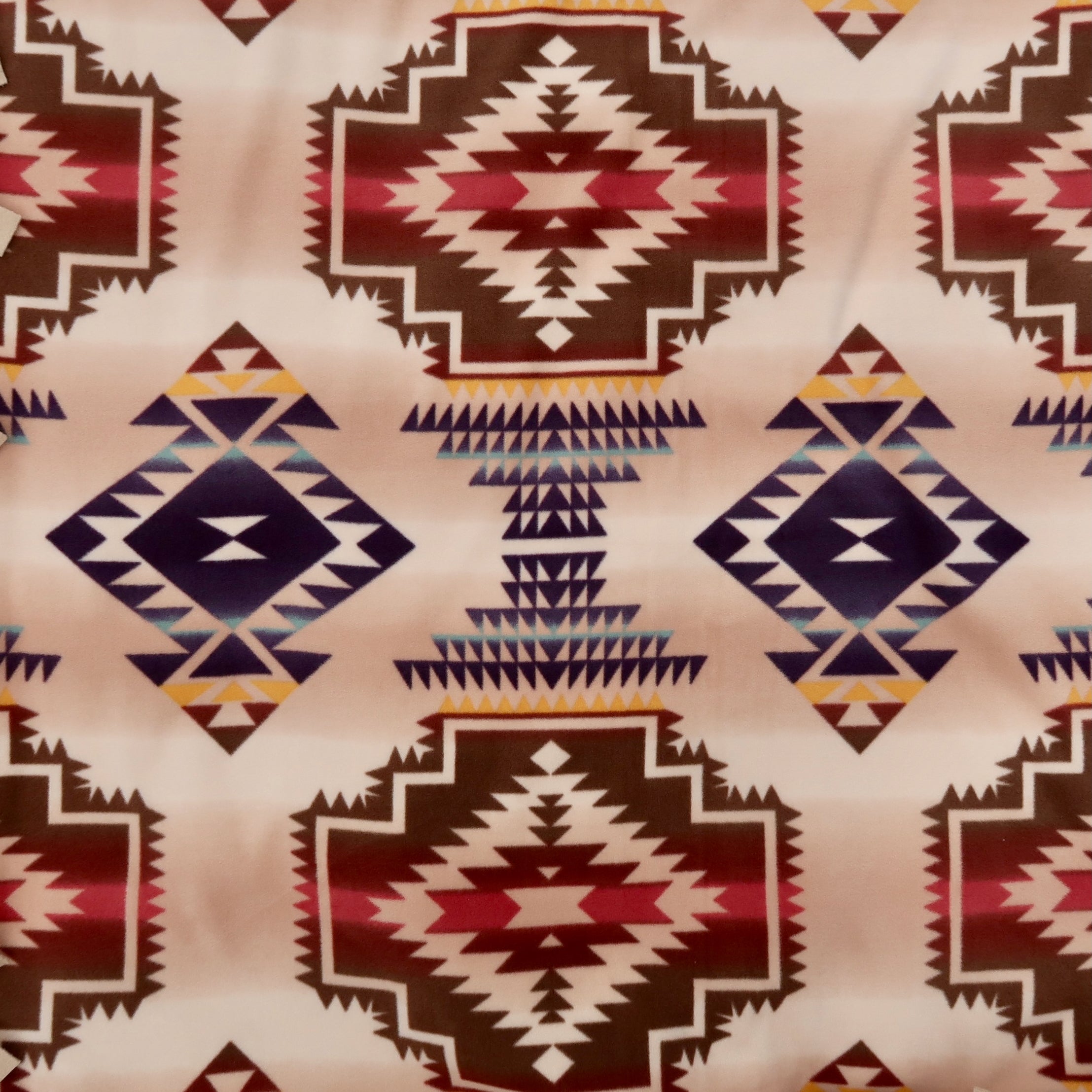 Handcrafted Pet Large Size (46"X36") Finished Tie Blanket, Premium Anti-Pill Plush Fleece No-Sew - Desert Spirit Print with Solid Camel Backing